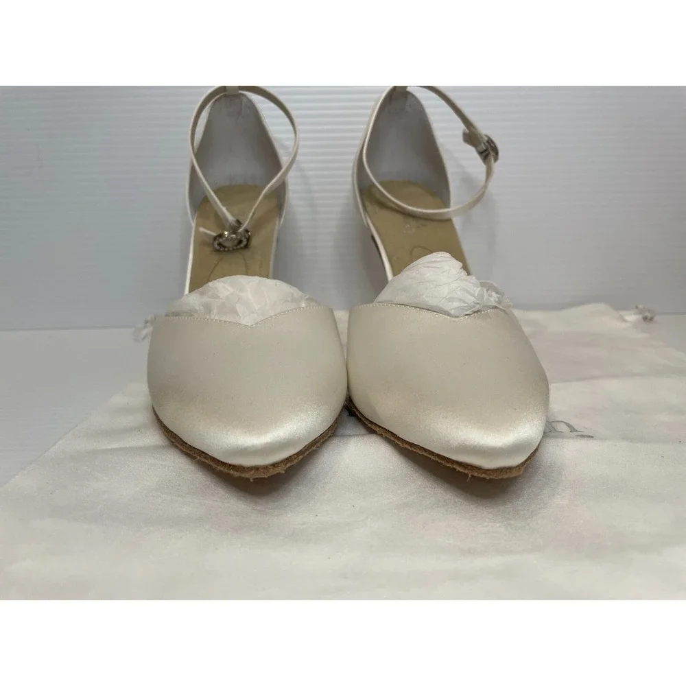 Angela Nuran Milonga Silk Wedding Bridal Shoes Stiletto Heels White US 7.5 NIB